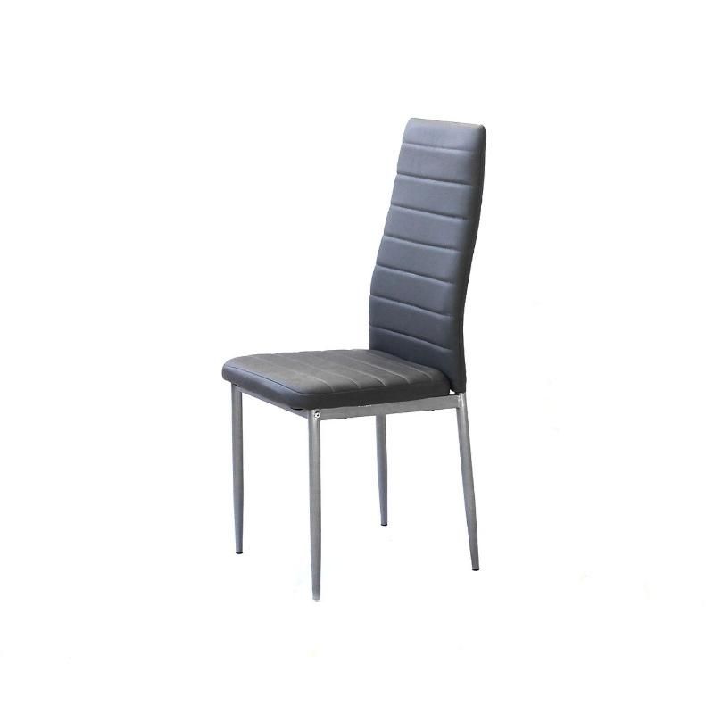 Modern Style Factory Leather Chair Office Restaurant Chairs High Back Metal Leg with Black Powder Coating Dinner Chair