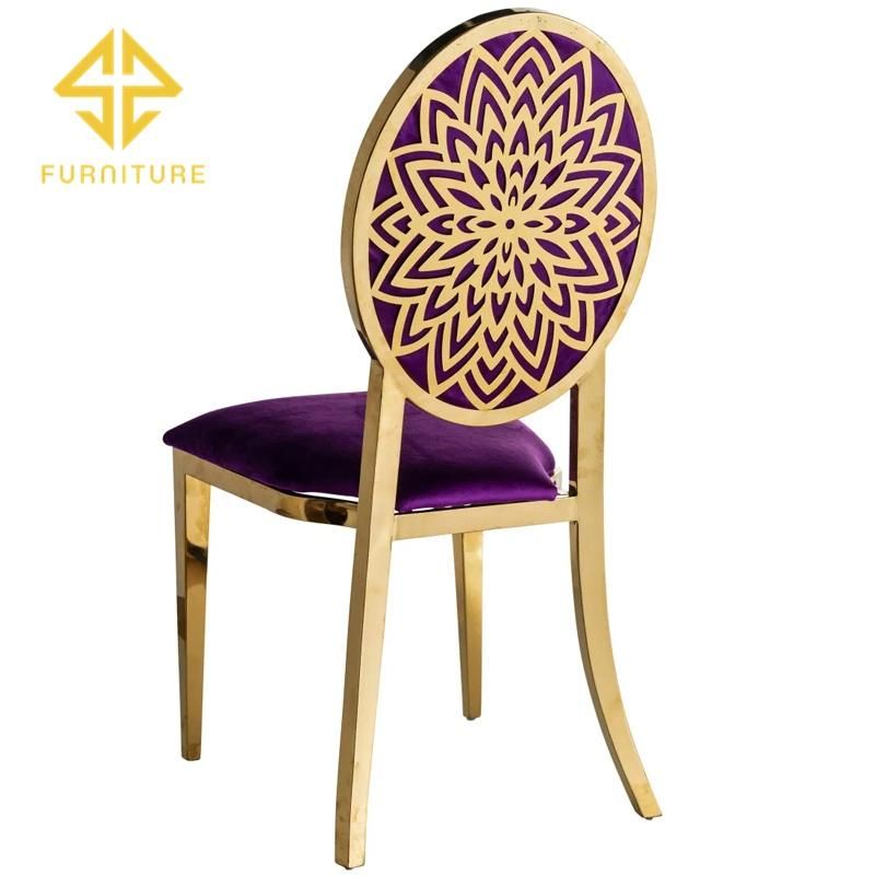 Sawa Modern Luxury Stainless Steel Purple Velvet Wedding Chair for Hotel Event Furniture