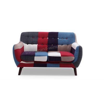 Nordic Style Fabric Patchwork Sofa with Ottoman for Hotel Bedroom