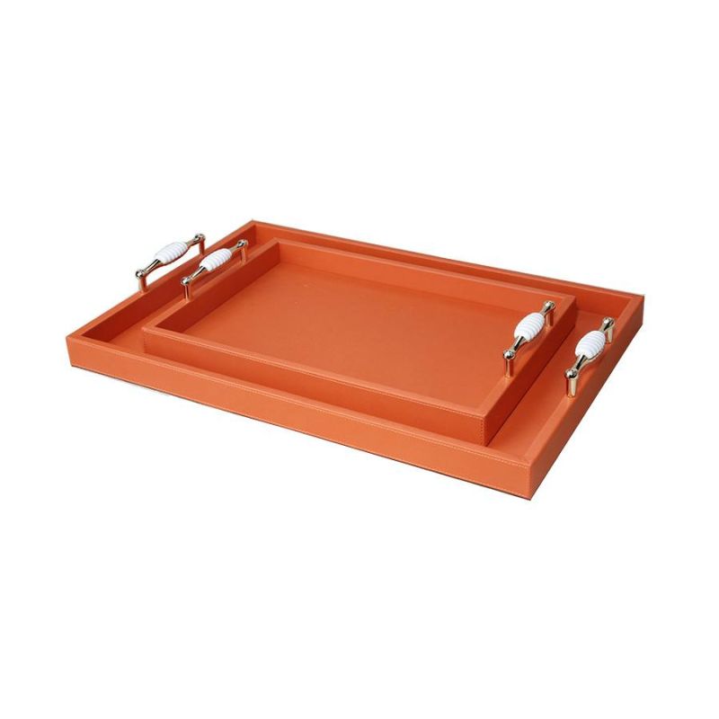 European Metal Tray Leather Hardware Tray Tea Tray Rectangular Tray Home Accessories Tray