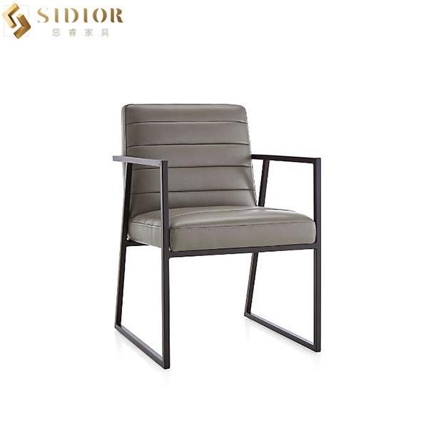 Modern Grey Metal Legs PU Leather Upholstery Restaurant Chair Customized