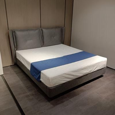 Microfiber Fabric Material Elevated Luxury Bed Metal Frame