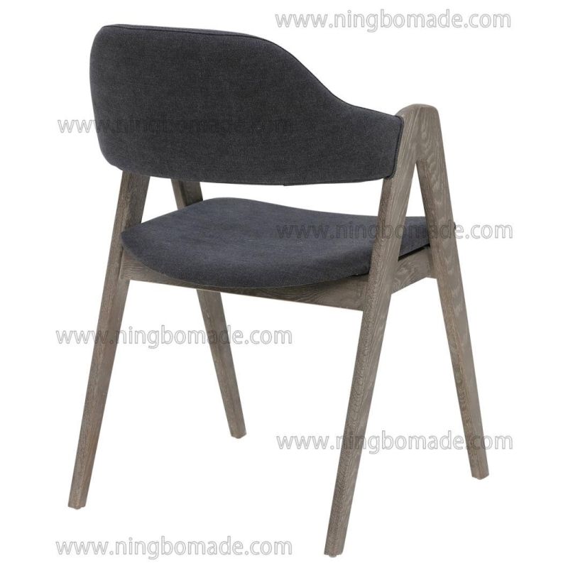 Scandinavian Countryside Style Designed Home Furniture Cold Smoky Grey Reclaimed Fir Wood Dark Grey Fabric Leisure Chair