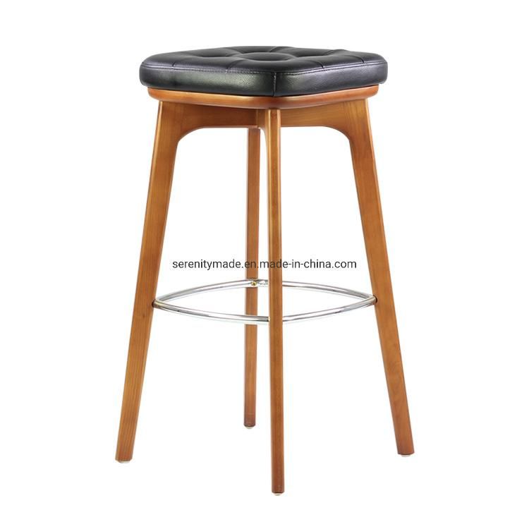 Restaurant Leather Brass Footrest Counter Height Stool