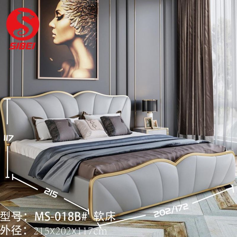 High Quality Solid Wooden Soft Headboard Super King Size Platform Beds Supplier