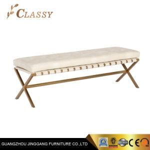 Luxury New Design Leather Chesterfield Ottoman Bench for Hotel Furniture