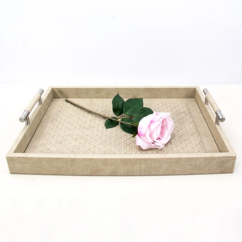 Leather Tray Metal European Hardware Tray Rectangular Leather Tray Home Accessories Storage Tray