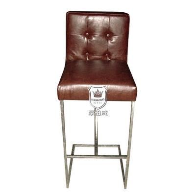 Modern Hotel Restaurant Furniture Hot Selling Stainless Steel Bar Chair in Leather