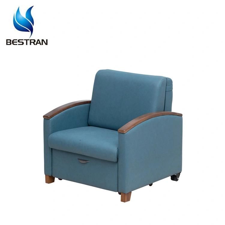 Bt-Cn018 Hospital Furniture Patient Attendant Chair Medical Accompany Chair Bed with Leather Cover Armrest Price