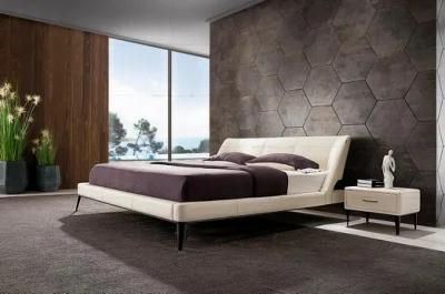 Best Selling Modern Upholstered Bedroom Furniture Beds Set Italy Style Metal Base Leather Bed