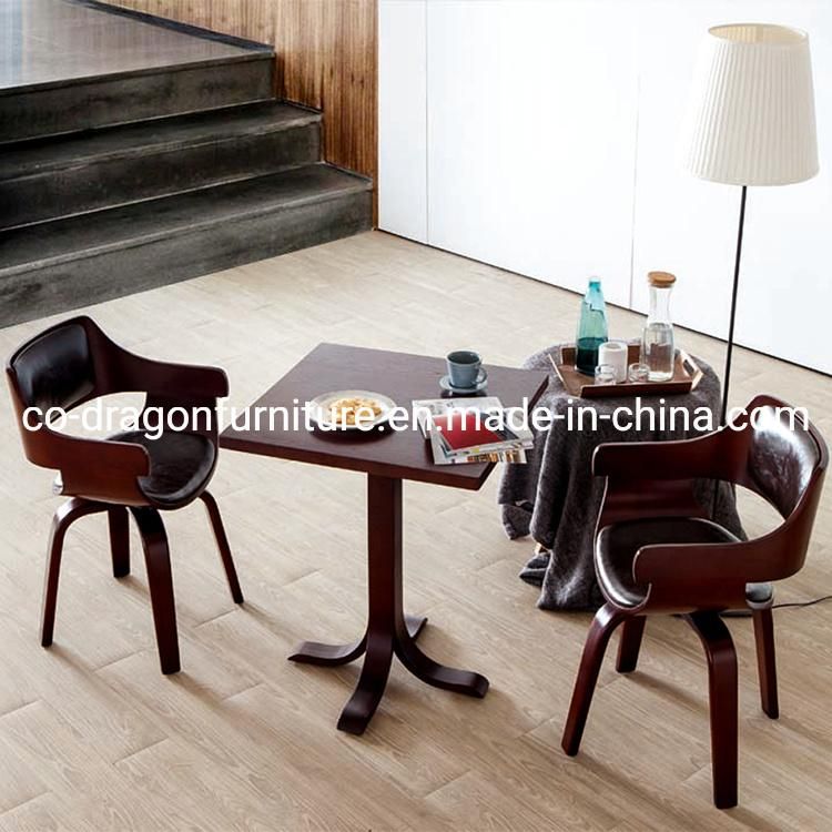 High Quality Modern Restaurant Furniture Leather Wood Swivel Dining Chair