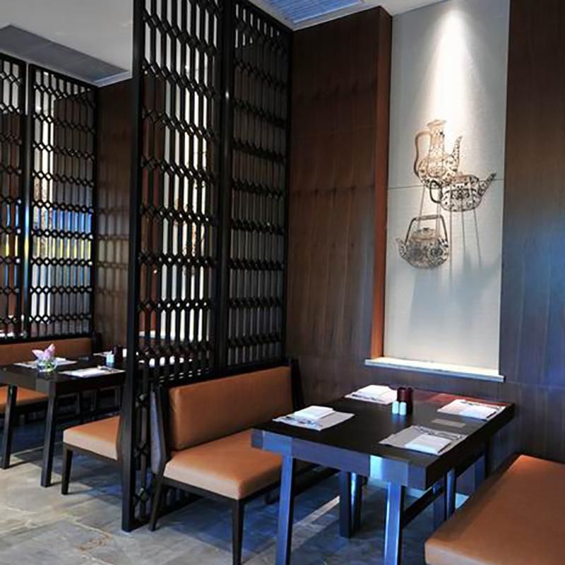 Restaurant Project Solid Wood Furniture Leather Sofa in Hotel