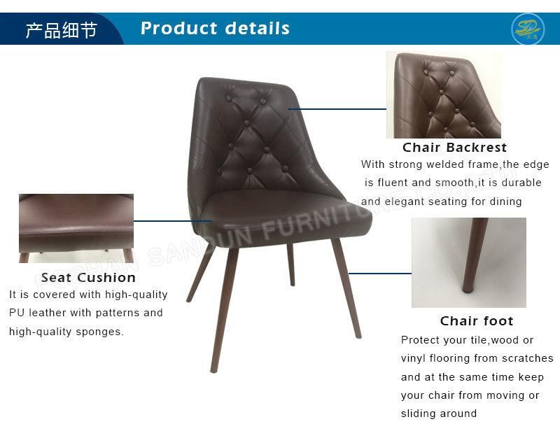 High Quality PU Leather Button Design Back Metal Leisure Dining Chair