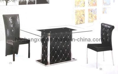 Modern Crocodile Leather Dining Table and Chair