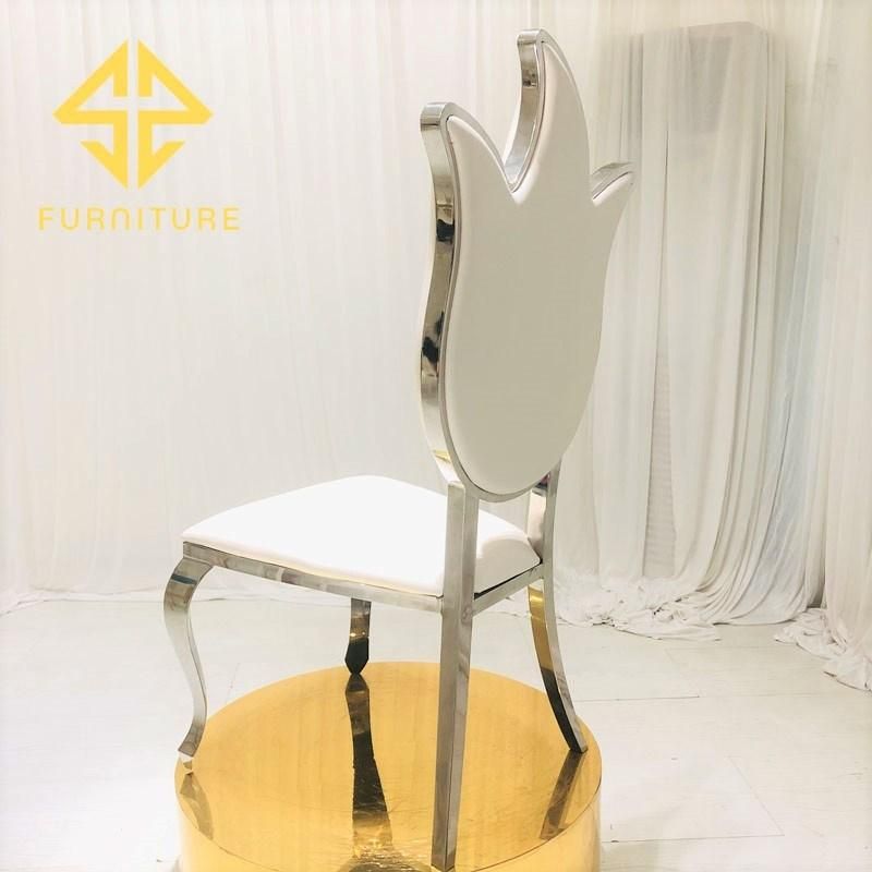 New Design Popular Stainless Steel Hotel Gold Dining Chair with Leather Seat