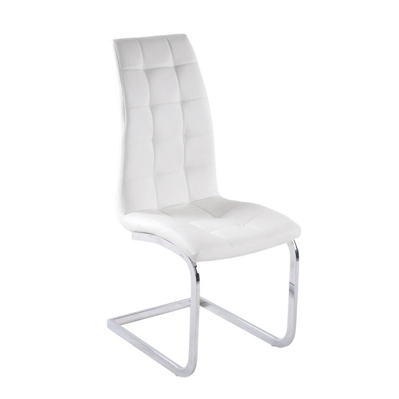 High Quality PU Seat Chrome Legs Square Shape Back Soft Dining Chair
