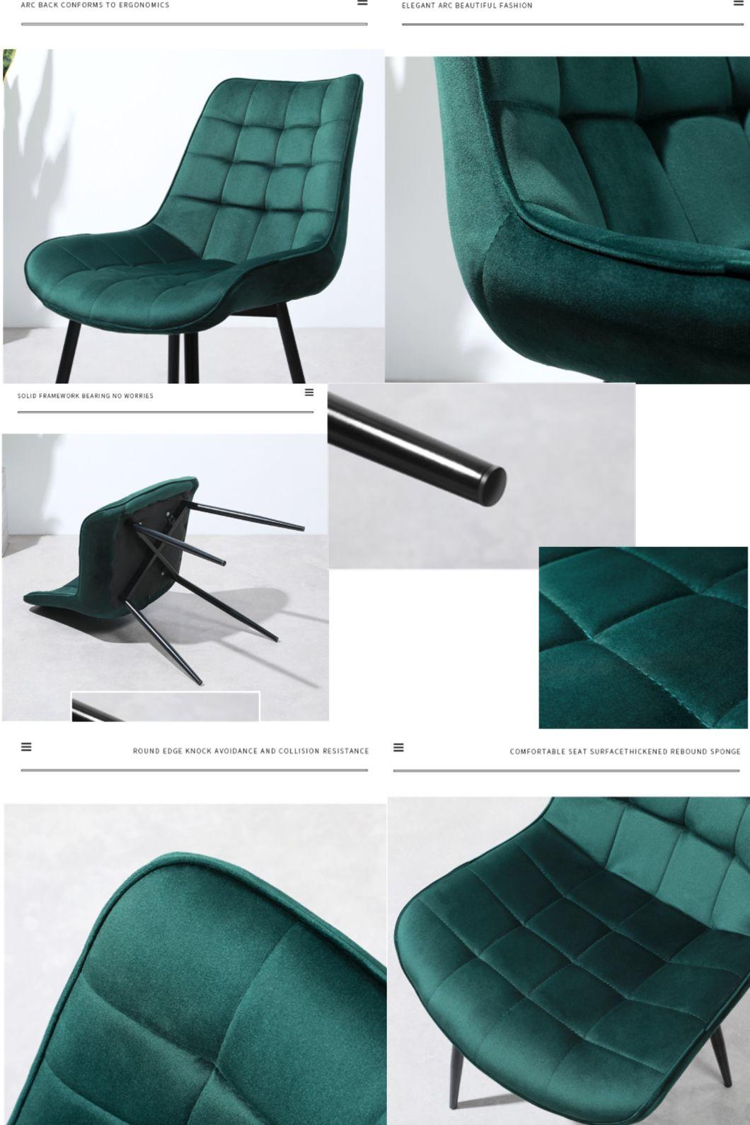 Nordic Velvet Modern Luxury Dining Chairs with Metal Leg Velvet Dining Chair