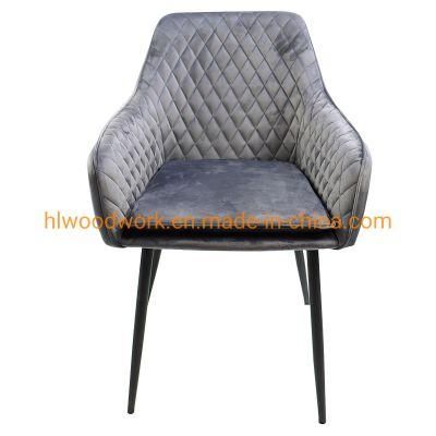 Hot Selling Dining Room Furniture Luxury Metal Legs Upholstered Leather Dining Chairs Armchair Indoor Room Furniture Velvet Dining Chair