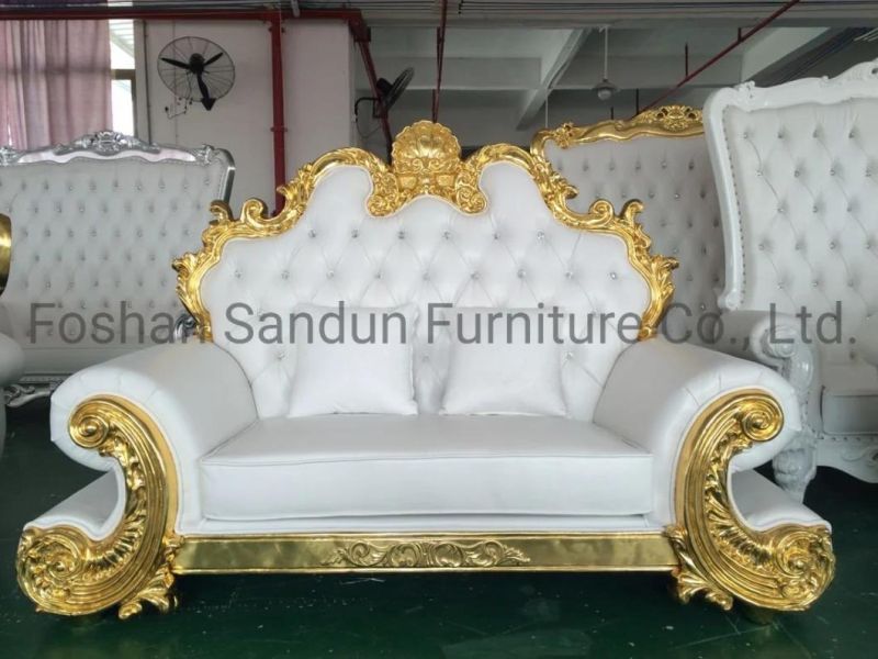 Hot Sell Luxury Leather Wedding Sofas Antique Furniture Set Sofa Chair for Living Room