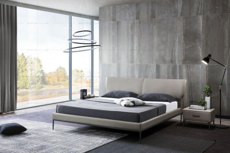 Top Seller Modern Bedroom Furniture King Size Bed with Slim Headboard
