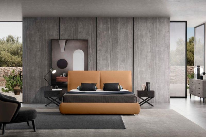 New Modern Imitated Leather Beds Design Simple Bedroom Furniture Style Apartment Storage Bed
