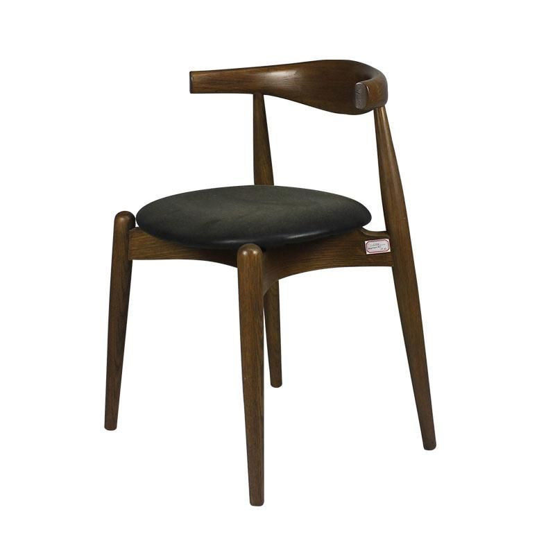 Modern Party Solid Ash Wood Dining Chair with Leather Cushion