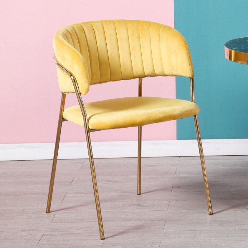 Wholesale Hot Selling Italian Leather Luxury Modern Yellow Velvet Chair