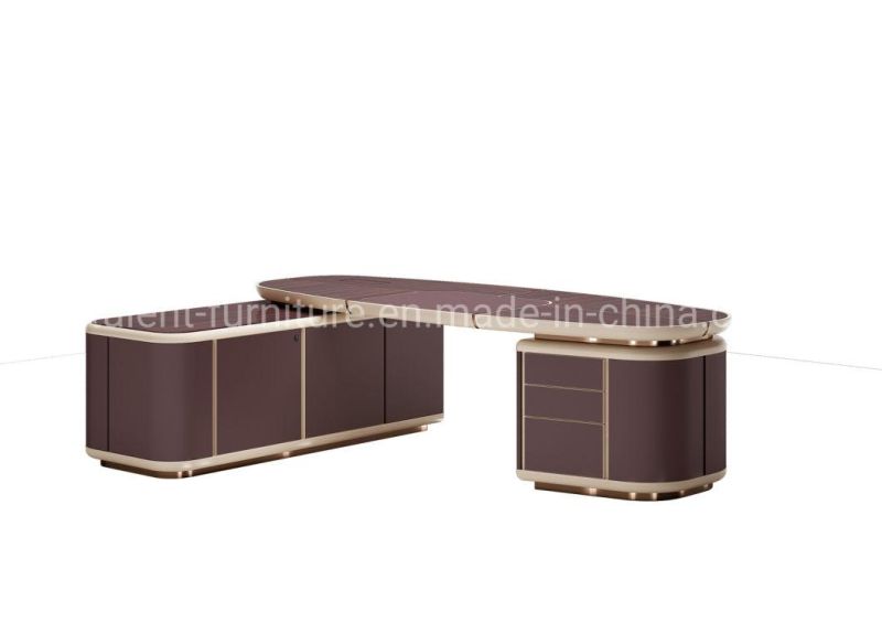 Executive Offices Bentley Desk Saddle Leather Desk Modern Office Furnitures L Shape Wood/Wooden Executive Desk Table