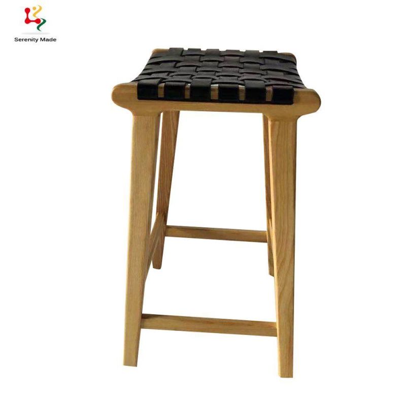 Mini Bar Furniture Kitchen Leather Counter Wooden Bar Stool Without Back