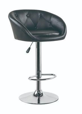 Black PU Bar Stool Chrome Base Bar Stool