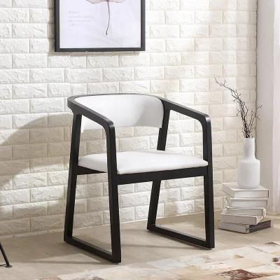 Fashion Hotel Furniture Nordic/Scandinavian Dining Room Chair with Arm for Restaurant Leather Seat