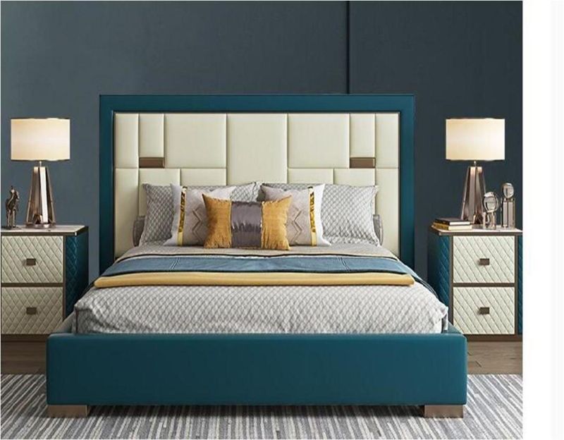 Hot Sale Modern Design King Size Double Bed High Quality Italian Luxury Queen Size Leather Bedroom Furniture Sets with Storage