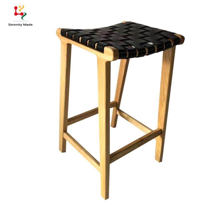 Mini Bar Furniture Kitchen Leather Counter Wooden Bar Stool Without Back