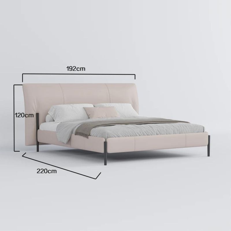 Metal Legs Modern European Bedroom Furniture Wooden Luxury Leather King Size Bed