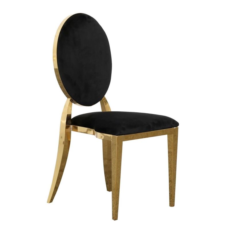 Gold Finished Back Flower Luxury Wedding Chair Modern Golden Back Dining Chair