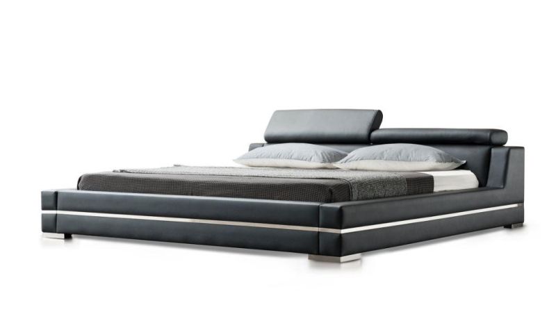 China Wholesale Foshan Factory Leather Bed King Size Bed with Adjustable Headrest Gc1685