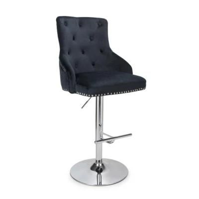 Bar Stools Furniture Restaurant Nordic Kitchen Cheap Gold High Chair Counter Modern Metal Velvet Bar Stools with Back