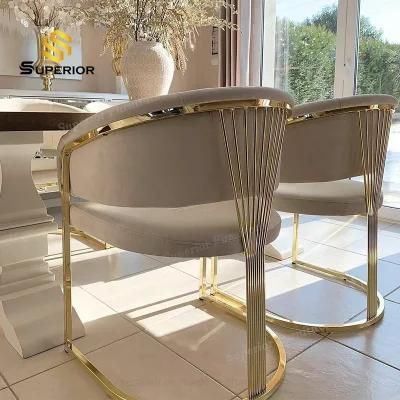 Luxury Home Golden Stainless Steel Velvet Dining Chairs for Sale