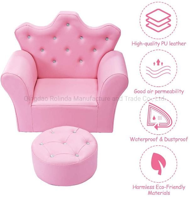 Red Blue White Rose Pink Kids Sofa Armrest Couch with Ottoman High Quality Children Sofa Set Living Room Furniture