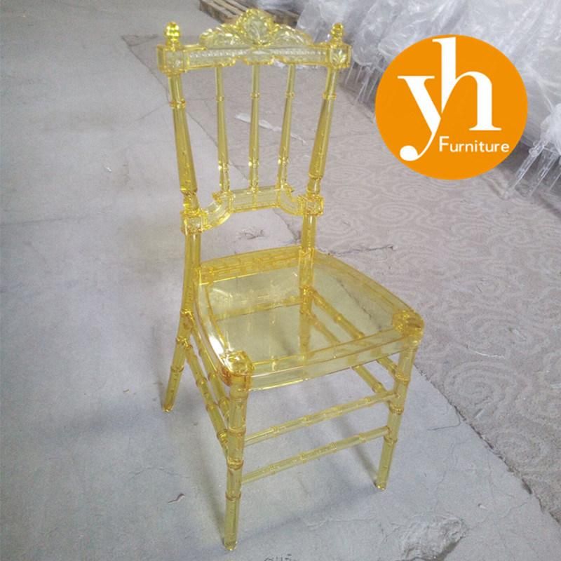 Dining Furniture Wedding Polycarbonate Resin Napoleon Clear Amber Gold Chair