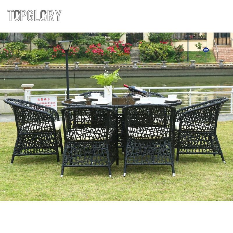Modern Home Garden Furniture Set Outdoor Rattan Dining Aluminum Patio Table and Chair Sets