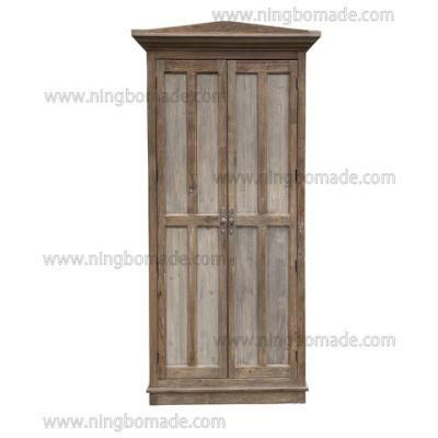 Nordic Retro Vintage Antique Furniture Natural Reclaimed Elm Wood 2 Doors Storage Cabinet