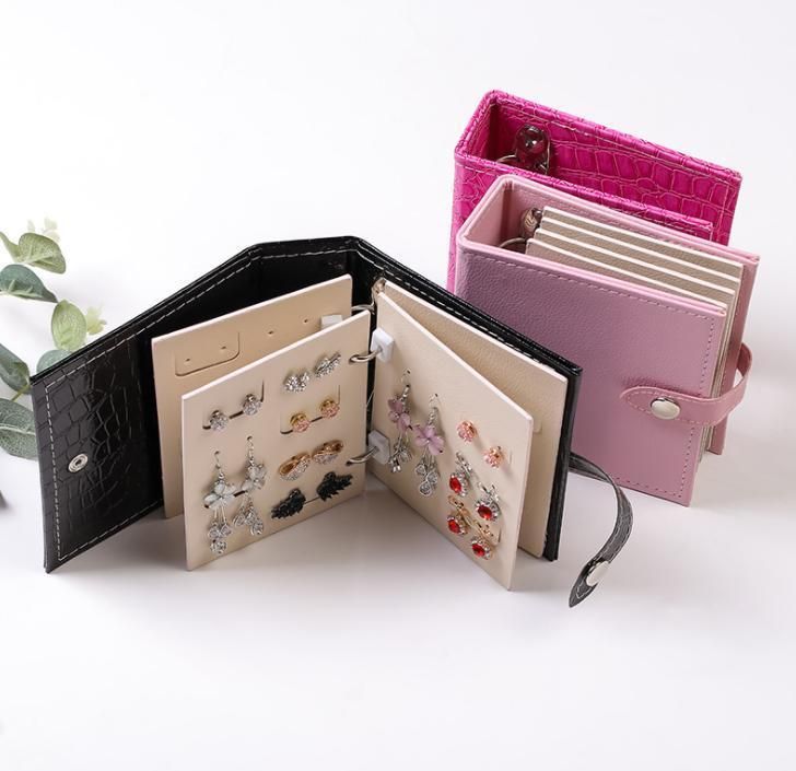 Earring Stud Collection Book Jewelry Display Rack Jewelry Box PU Leather Jwelery Collection Book