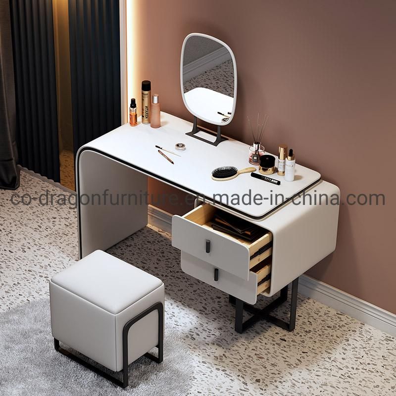 China Wholesale Bedroom Furniture Wooden Leather Dressing Table with Mirror