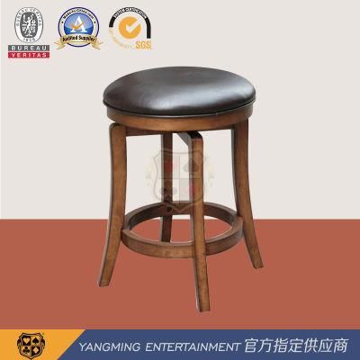 Original Wood Color Solid Wood Retro American Bar Chair Round Leather Poker Table Table Casino Bar Chair Ym-Dk01