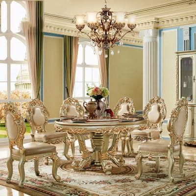 Solid Wood Dining Table with Leather Chairs and Wood Sideboard