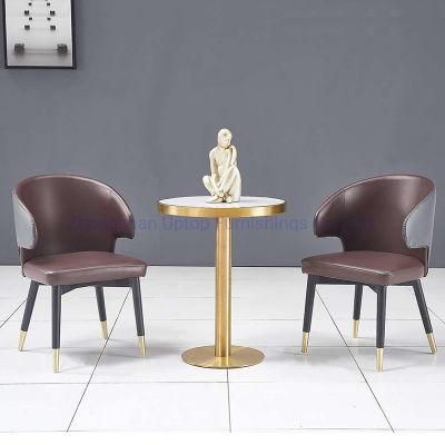 Luxury Curved Back Armrest Leather Upholstered Lounge Chair for Cafe (SP-EC203)