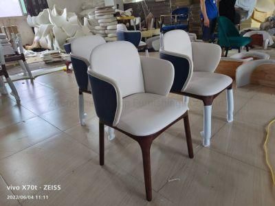 Restaurant Furniture Dining Chair Wooden Frame PU Leather Upholstery High Back Easy to Clean Solid Wood Chair