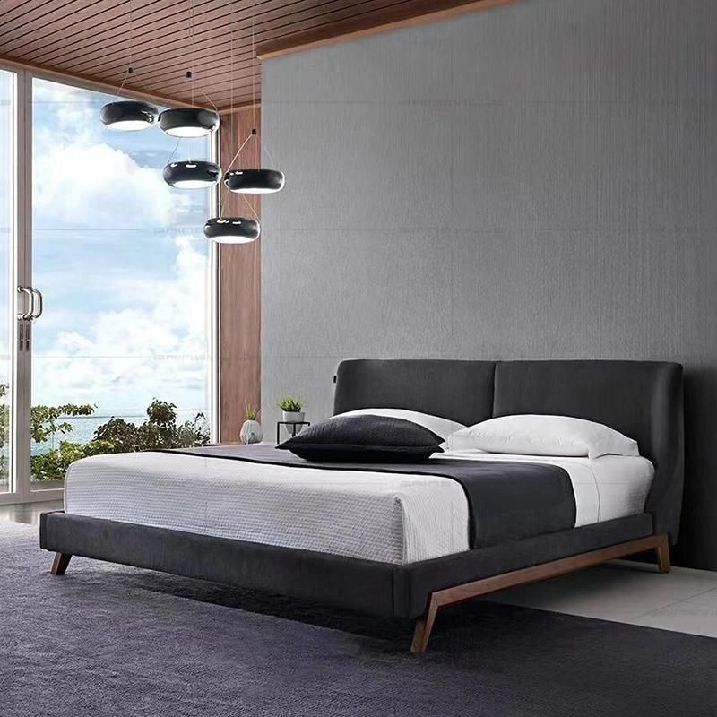 Modern Design Wooden Fabric Bed Home Furniture Set Interior Wall Bed
