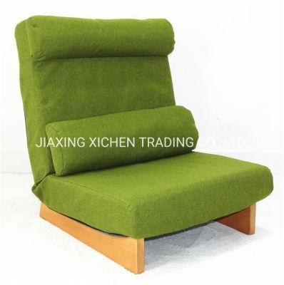 Green Fabric Bed Room Furniture Tatami Seat with Solid Wood Base